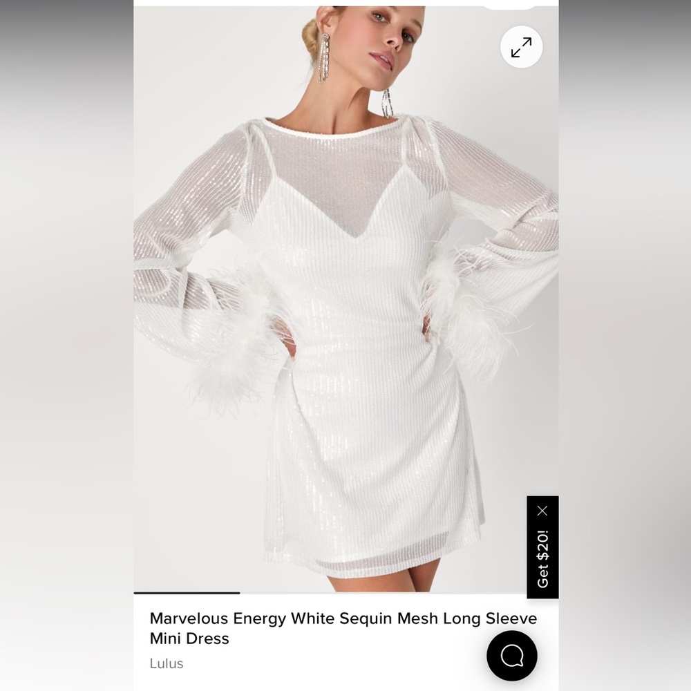 White Sequin Mesh Long Sleeve Mini Dress.
Lulus
